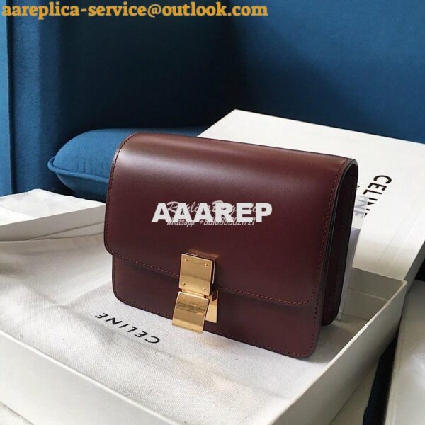 Replica Celine Classic Box Bag in Smooth Calfskin Maroon 12