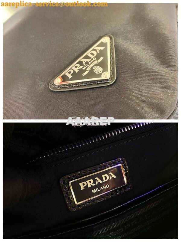 Replica Prada Signaux Nylon And Leather Hobo Bag 1BC160 Black 10