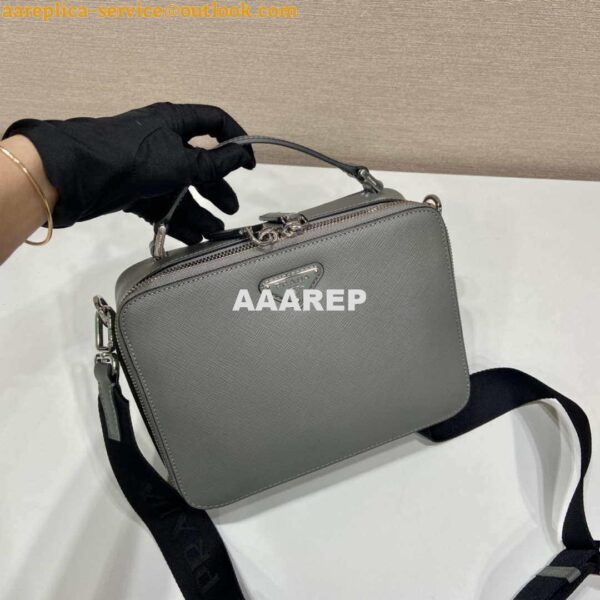 Replica Prada 2VH069 Brique Saffiano leather bag Gray 5