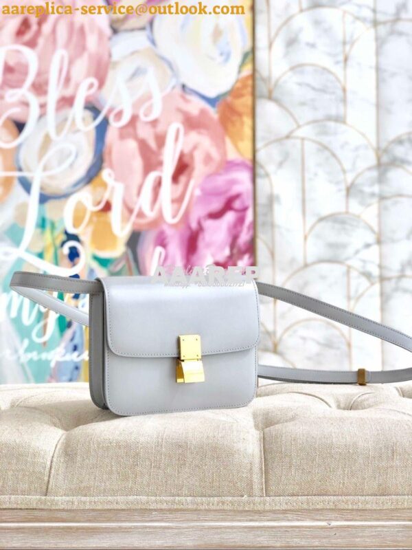 Replica Celine Classic Box Bag in Smooth Calfskin Pearl Grey 3