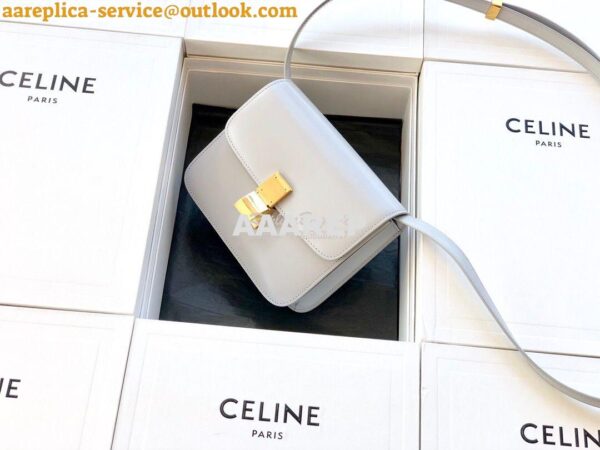 Replica Celine Classic Box Bag in Smooth Calfskin Pearl Grey 5