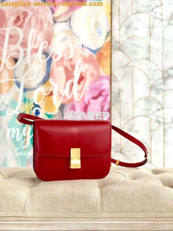 Replica Celine Classic Box Bag in Smooth Calfskin Red 3