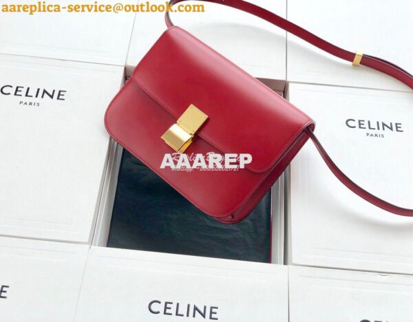 Replica Celine Classic Box Bag in Smooth Calfskin Red 5