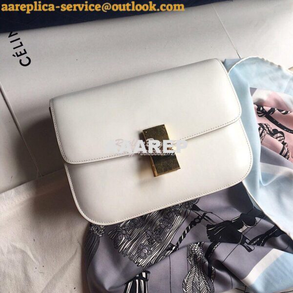 Replica Celine Classic Box Bag in Smooth Calfskin White 9