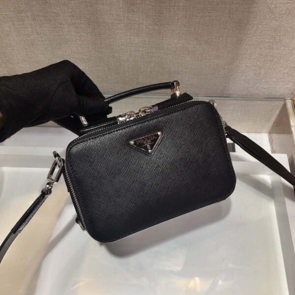 Replica Prada 2VH070 Saffiano Black leather Prada Brique bag 3