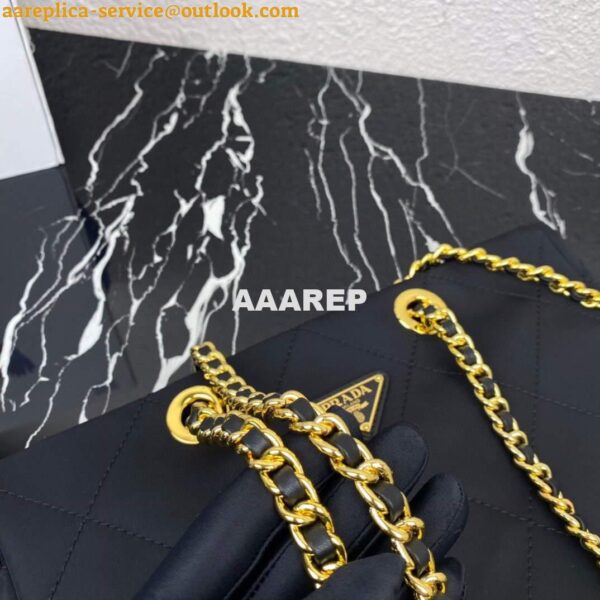 Replica Prada Nylon Vintage Chain Stray Bag 1BD621 Black 7