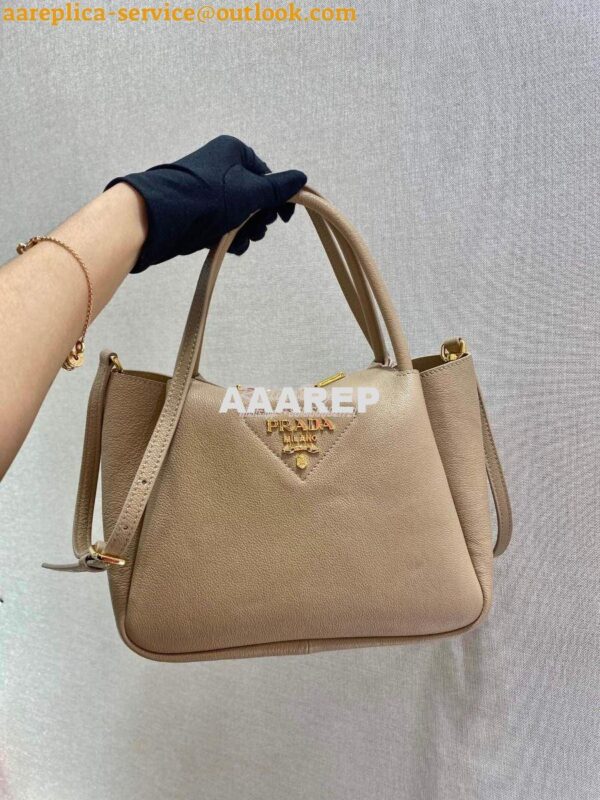 Replica Prada Small Leather Handbag 1BC145 Beige 3