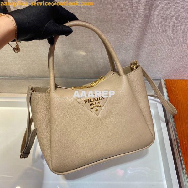 Replica Prada Small Leather Handbag 1BC145 Beige 5