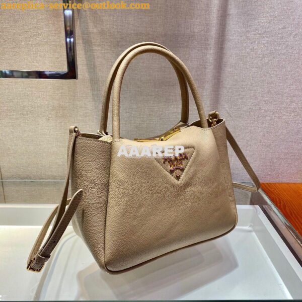 Replica Prada Small Leather Handbag 1BC145 Beige 6