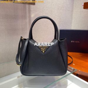 Replica Prada Small Leather Handbag 1BC145 Black 2