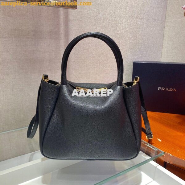 Replica Prada Small Leather Handbag 1BC145 Black 7