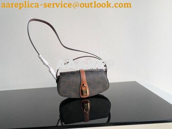 Replica Celine Clutch On Strap In Triomphe Canvas 10I593 Tan 5