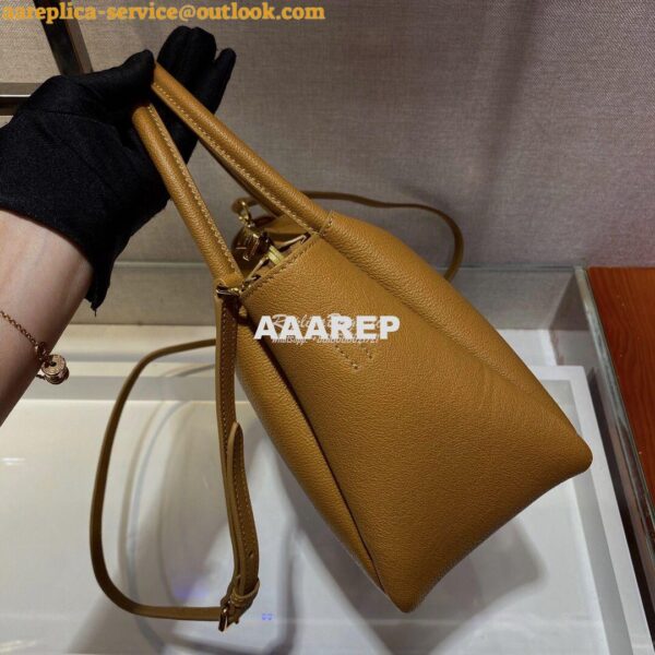 Replica Prada Small Leather Handbag 1BC145 Caramel 7