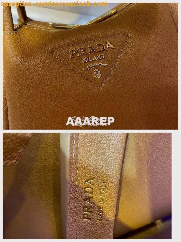 Replica Prada Small Leather Handbag 1BC145 Caramel 9