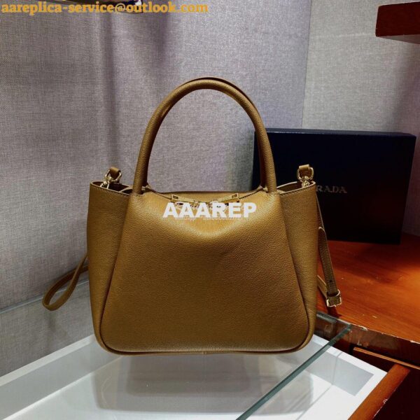 Replica Prada Small Leather Handbag 1BC145 Caramel 10