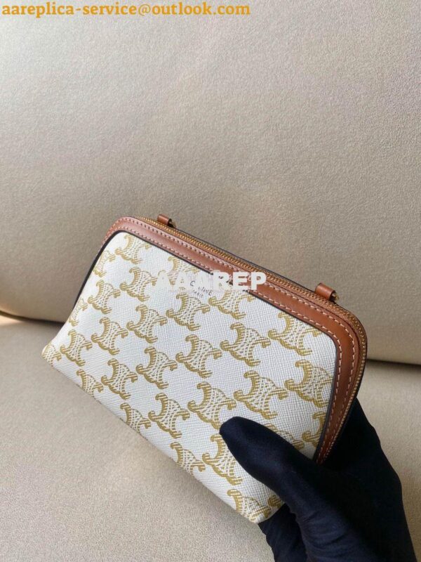 Replica Celine Clutch With Chain In Triomphe Canvas And Lambskin 10E38 6