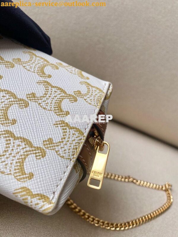 Replica Celine Clutch With Chain In Triomphe Canvas And Lambskin 10E38 9