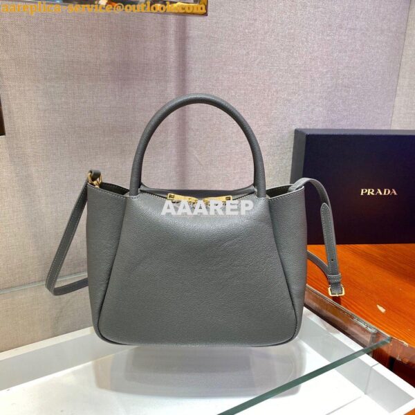 Replica Prada Small Leather Handbag 1BC145 Grey 7