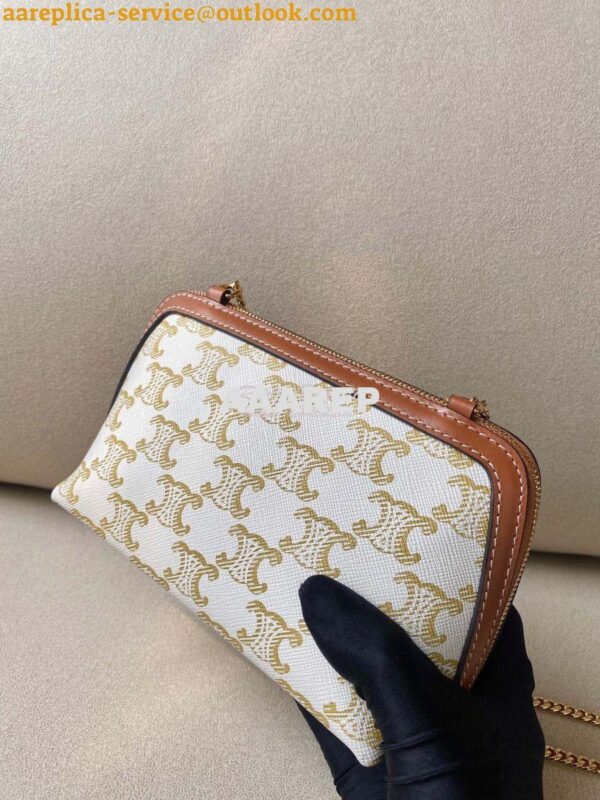 Replica Celine Clutch With Chain In Triomphe Canvas And Lambskin 10E38 12