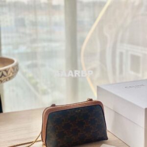 Replica Celine Clutch With Chain In Triomphe Canvas And Lambskin 10E38