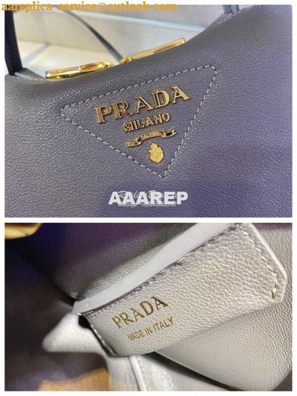 Replica Prada Small Leather Handbag 1BC145 Grey 10