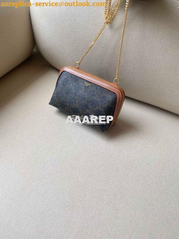 Replica Celine Clutch With Chain In Triomphe Canvas And Lambskin 10E38 6