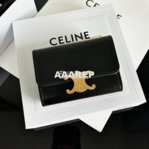 Replica CELINE COMPACT WALLET WITH COIN TRIOMPHE IN TRIOMPHE BLACK SHI 2