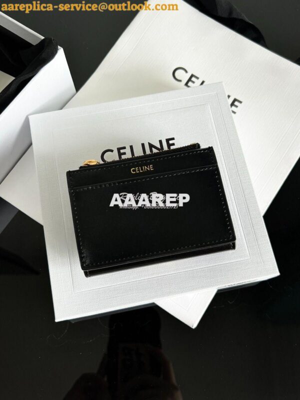 Replica CELINE COMPACT WALLET WITH COIN TRIOMPHE IN TRIOMPHE BLACK SHI 6