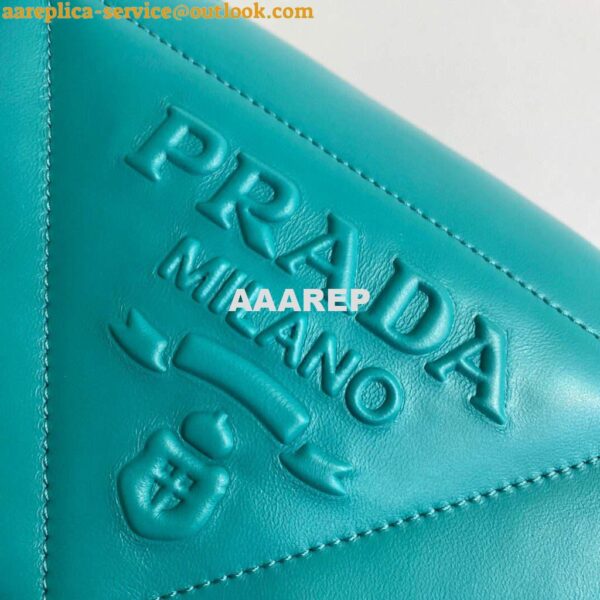 Replica Prada Padded nappa leather shoulder bag 1BD306 Green 5