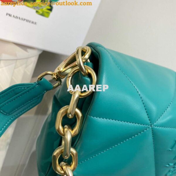 Replica Prada Padded nappa leather shoulder bag 1BD306 Green 7