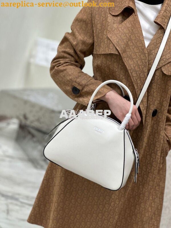 Replica Prada Small Leather Supernova Handbag 1BA366 White 13