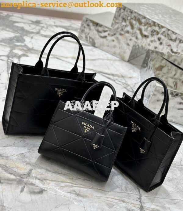 Replica Prada Small Leather Symbole Bag With Topstitching 1BA379 Black 3