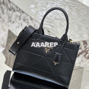 Replica Prada Small Leather Symbole Bag With Topstitching 1BA379 Black 2