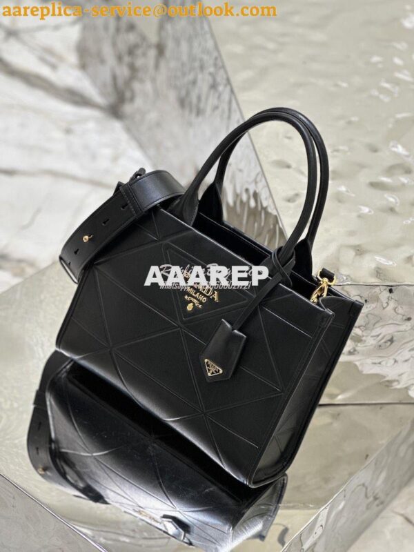 Replica Prada Small Leather Symbole Bag With Topstitching 1BA379 Black 5