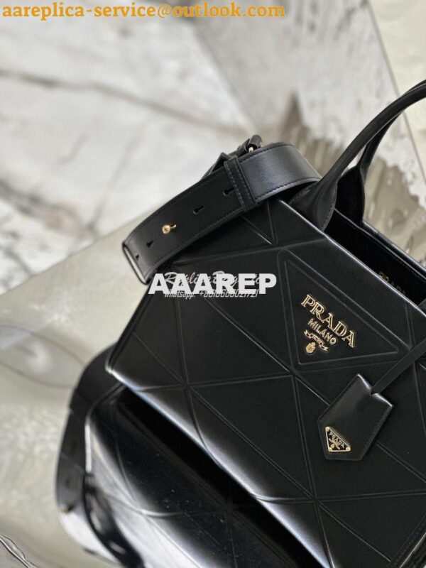 Replica Prada Small Leather Symbole Bag With Topstitching 1BA379 Black 6