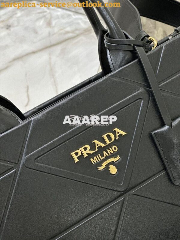 Replica Prada Small Leather Symbole Bag With Topstitching 1BA379 Black 7