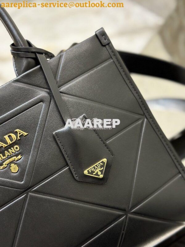 Replica Prada Small Leather Symbole Bag With Topstitching 1BA379 Black 8