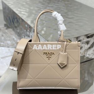 Replica Prada Small Leather Symbole Bag With Topstitching 1BA379 Sand