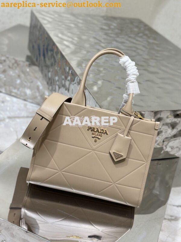 Replica Prada Small Leather Symbole Bag With Topstitching 1BA379 Sand 4