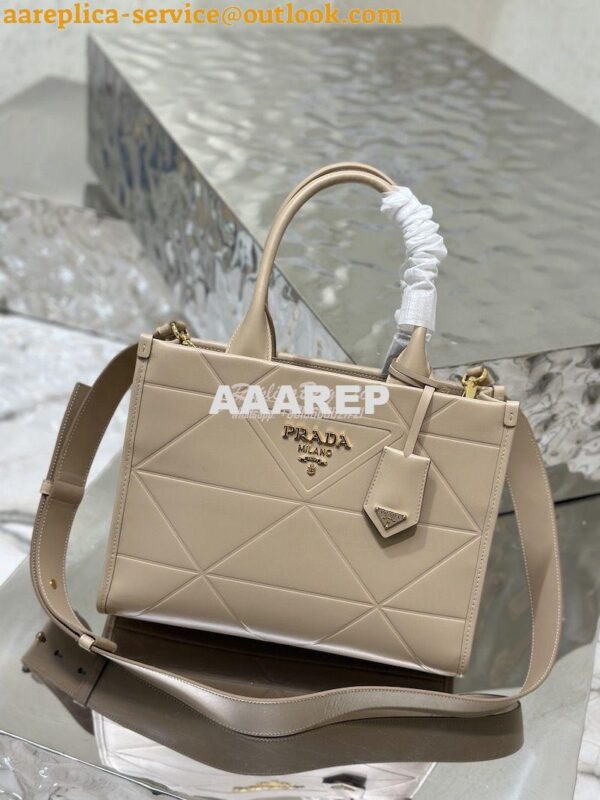 Replica Prada Small Leather Symbole Bag With Topstitching 1BA379 Sand 5