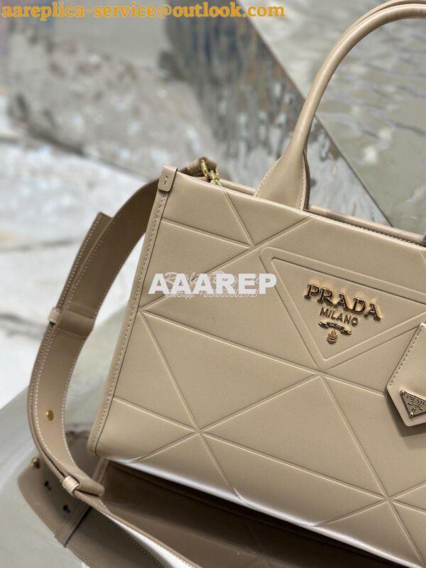 Replica Prada Small Leather Symbole Bag With Topstitching 1BA379 Sand 6