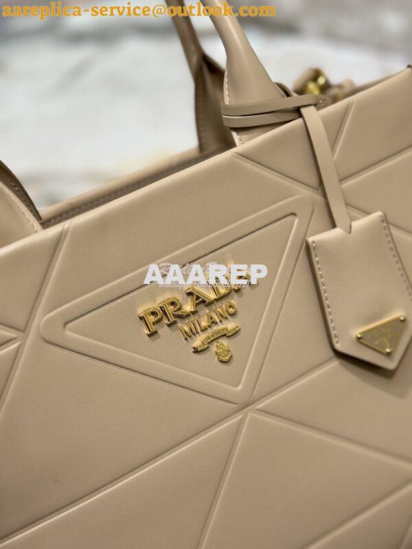 Replica Prada Small Leather Symbole Bag With Topstitching 1BA379 Sand 7