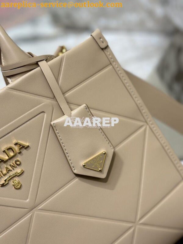 Replica Prada Small Leather Symbole Bag With Topstitching 1BA379 Sand 8