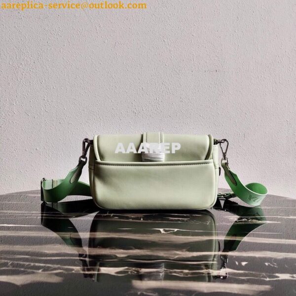 Replica Prada Pocket Nylon and Brushed Leather Bag 1BD295 Green 5