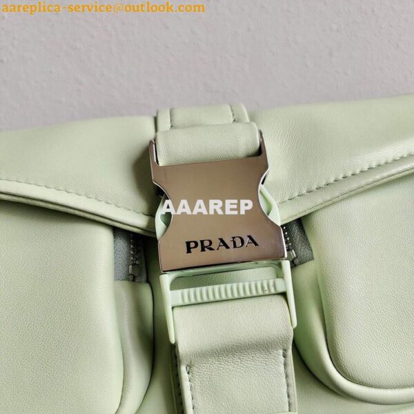 Replica Prada Pocket Nylon and Brushed Leather Bag 1BD295 Green 6