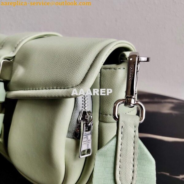 Replica Prada Pocket Nylon and Brushed Leather Bag 1BD295 Green 7