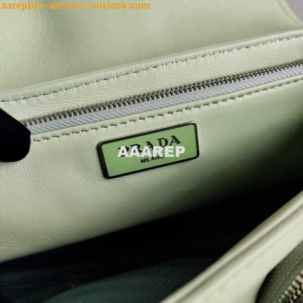 Replica Prada Pocket Nylon and Brushed Leather Bag 1BD295 Green 8