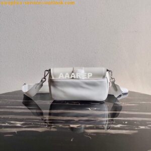 Replica Prada Pocket Nylon and Brushed Leather Bag 1BD295 White 2