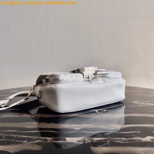 Replica Prada Pocket Nylon and Brushed Leather Bag 1BD295 White 5