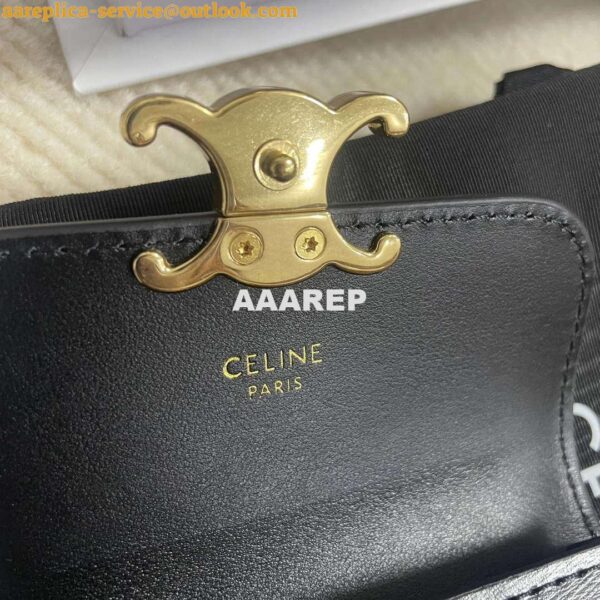 Replica Celine 10I583 Card Holder With Flap Triomphe In Shiny Calfskin Black 8